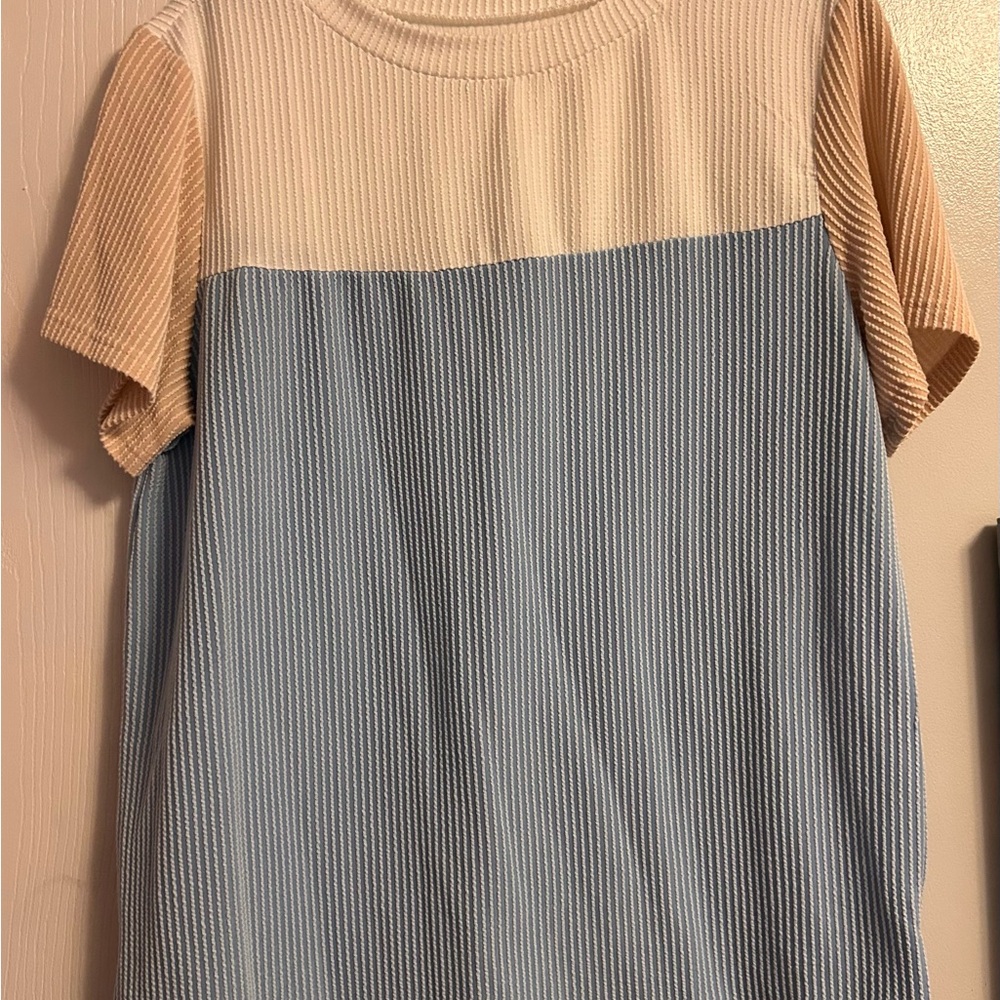 SHEIN Cream Ribbed Boxy T-Shirt